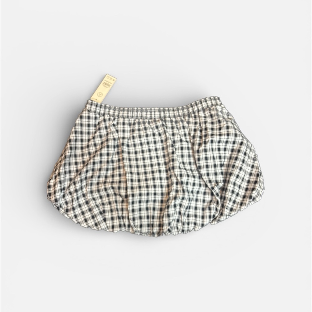 No Boundaries Black and White Plaid Skirt